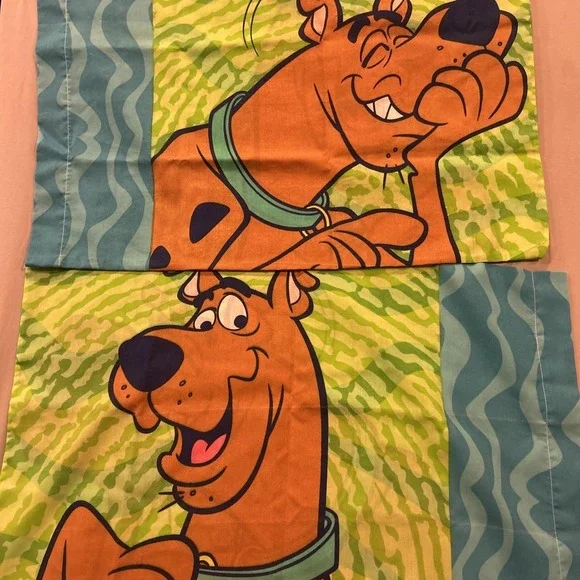 Vintage 2000 Dan River Scooby Doo Flat Sheet 2 Pillow Cases Hanna Barbera - Picture 6 of 7